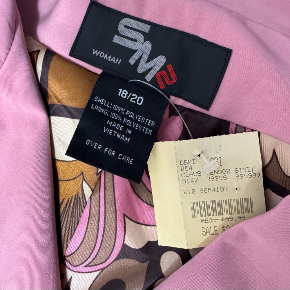 SM2 Vintage NWT Pink Trench Coat Button Down Collared Retro Inspired Size 18/20 - Picture 9 of 10